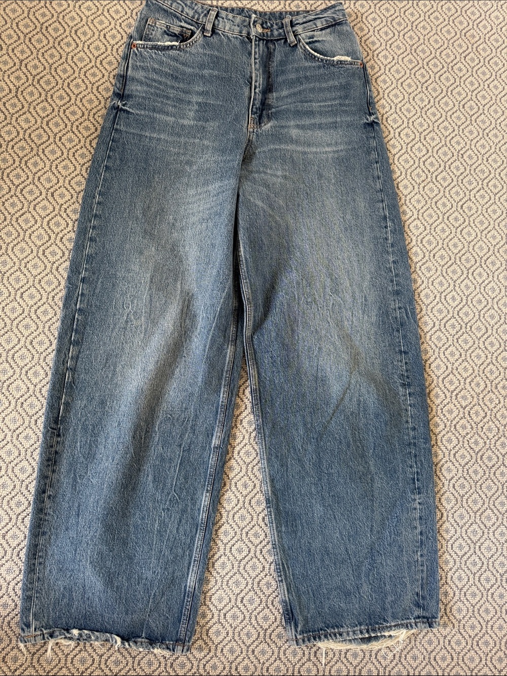 Zara Wide-Leg Flared Jeans - Blue Denim